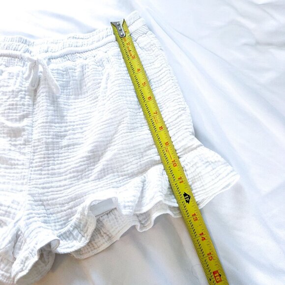 New In White Gauze Ruffled Drawstring Shorts Medium - Picture 10 of 14